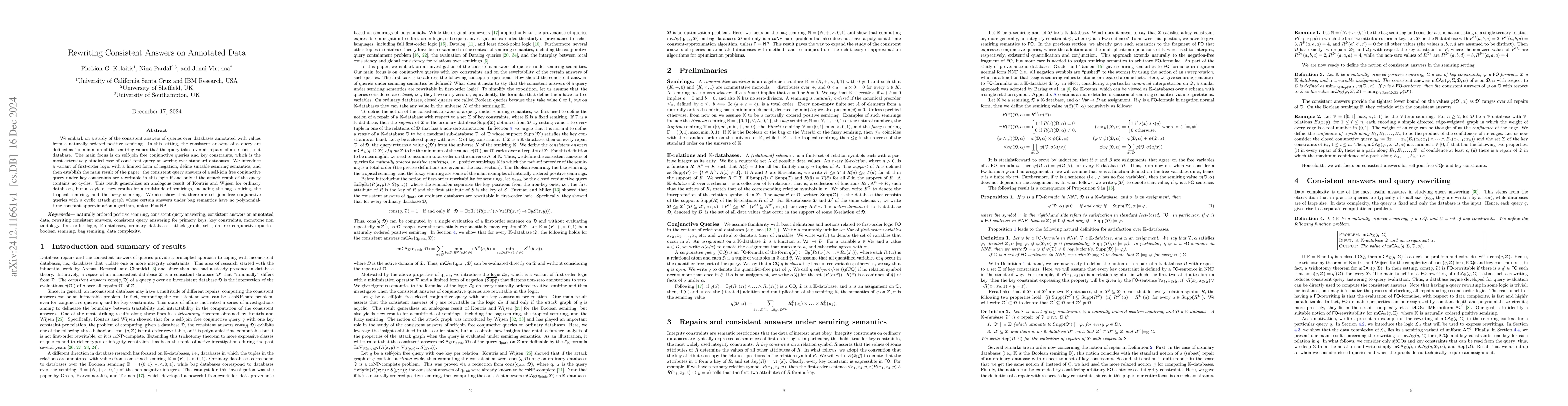 Thumbnail for Rewriting Consistent Answers on Annotated Data