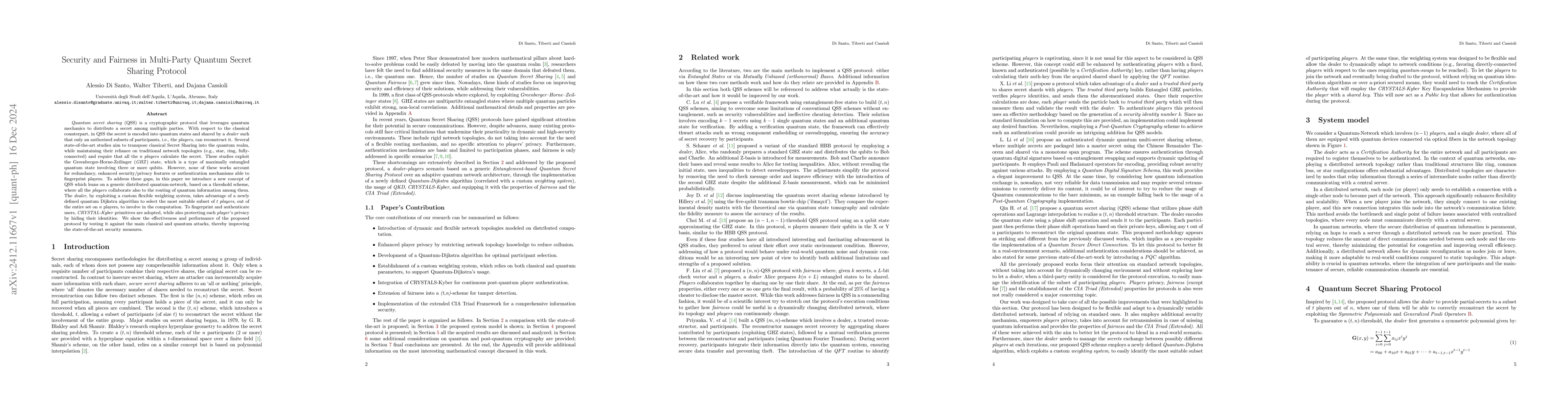 Thumbnail for Security and Fairness in Multi-Party Quantum Secret Sharing Protocol