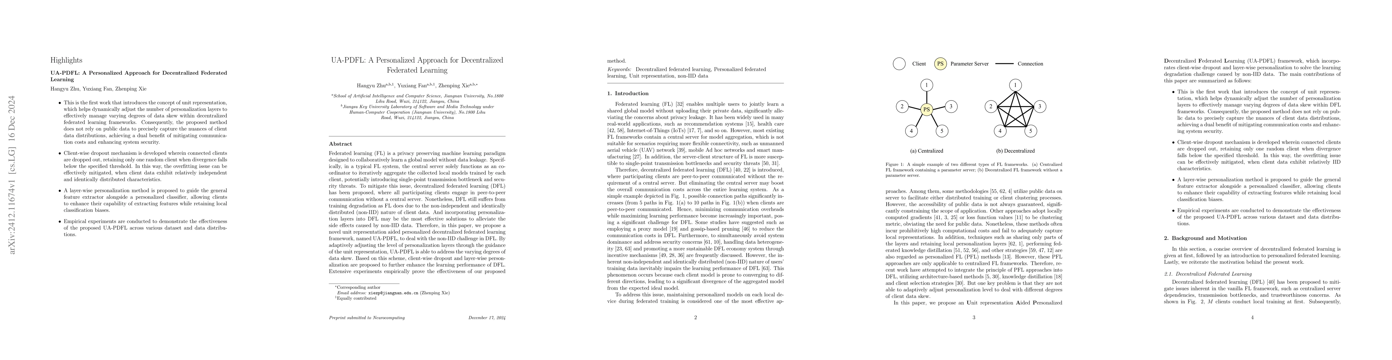 Thumbnail for UA-PDFL: A Personalized Approach for Decentralized Federated Learning