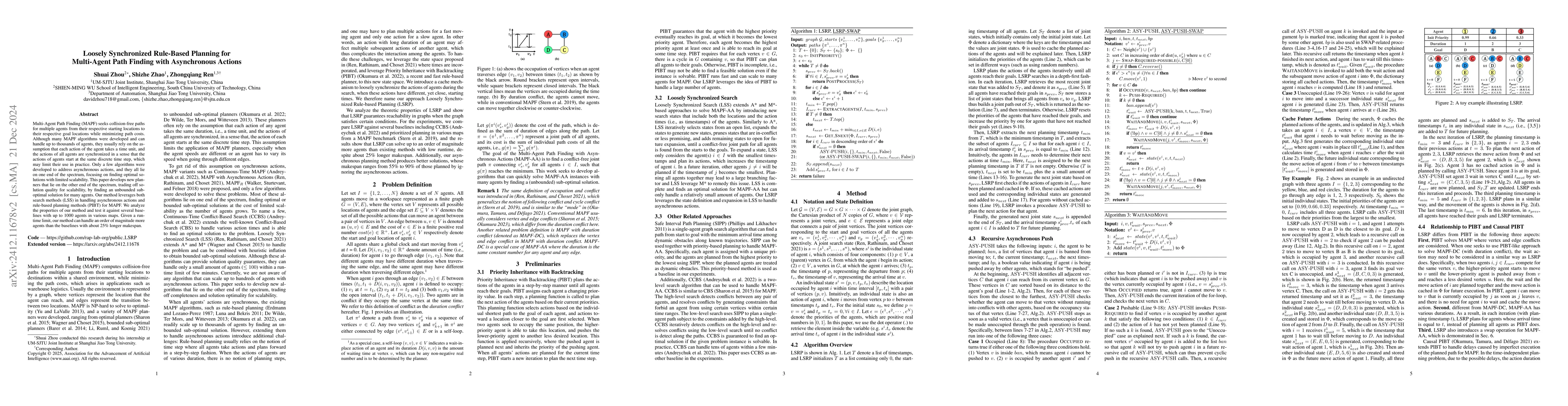 Thumbnail for Loosely Synchronized Rule-Based Planning for Multi-Agent Path Finding
  with Asynchronous Actions