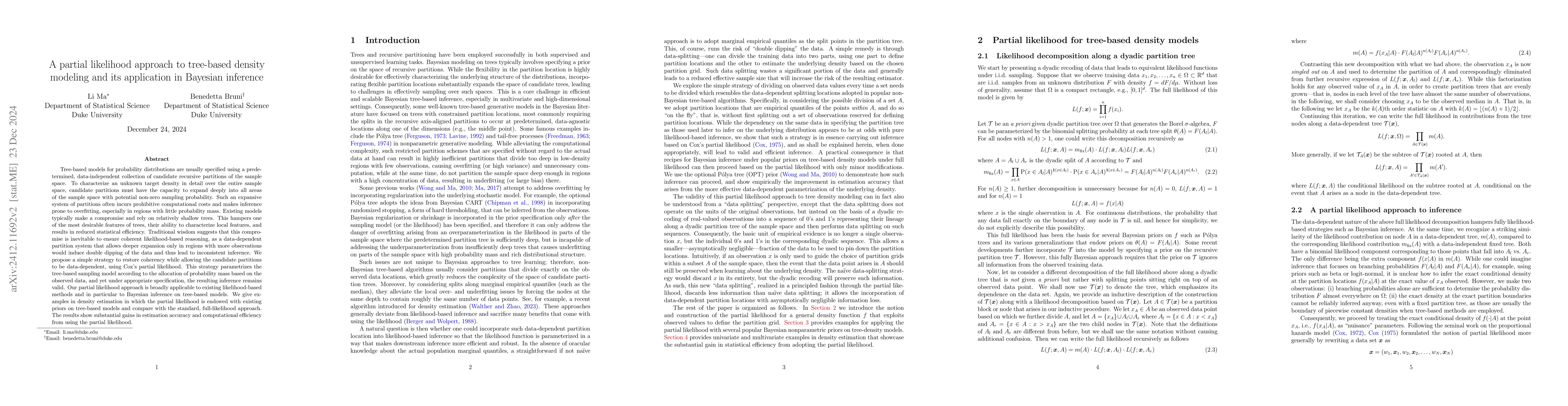 Thumbnail for A partial likelihood approach to tree-based density modeling and its
  application in Bayesian inference