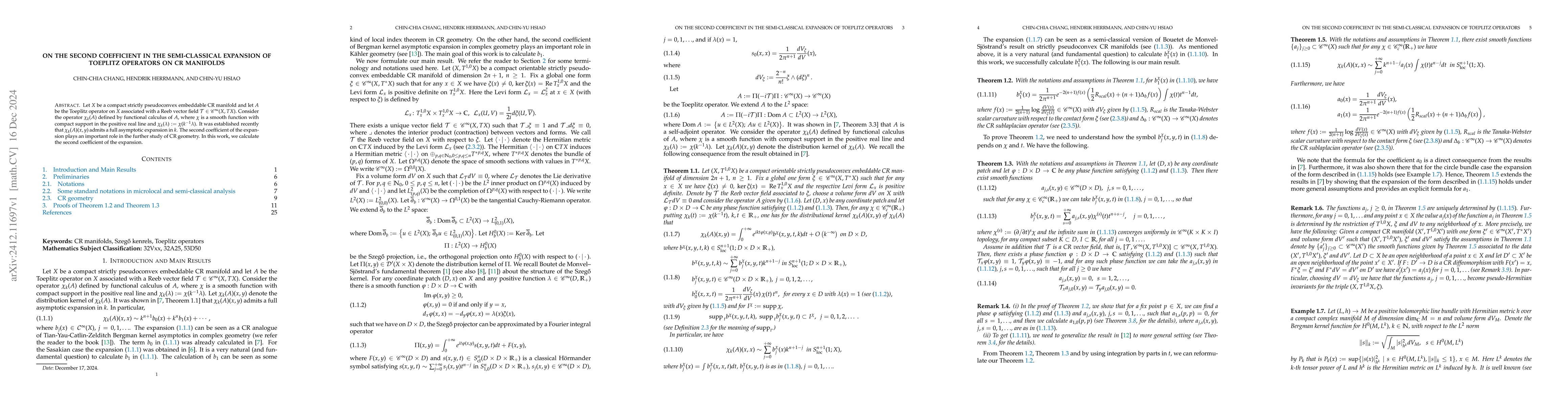Thumbnail for On the second coefficient in the semi-classical expansion of Toeplitz
  Operators on CR manifolds