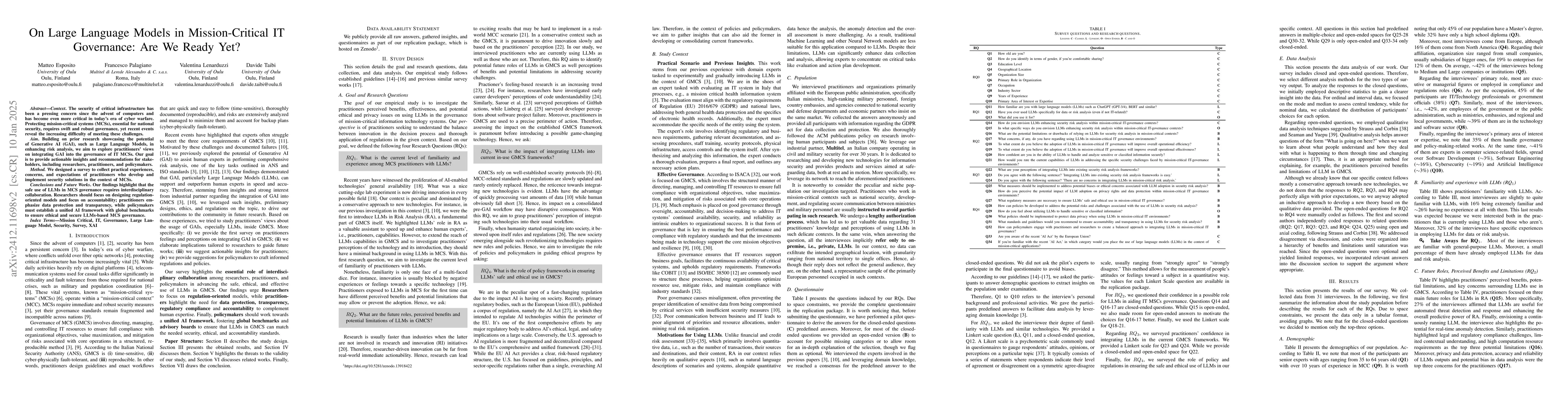 Thumbnail for On Large Language Models in Mission-Critical IT Governance: Are We Ready
  Yet?