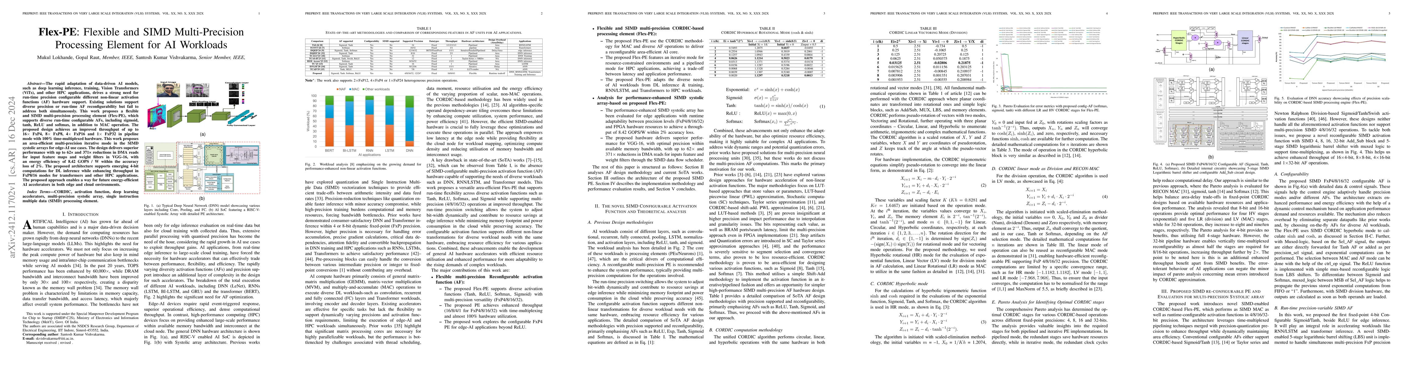 Thumbnail for Flex-PE: Flexible and SIMD Multi-Precision Processing Element for AI
  Workloads