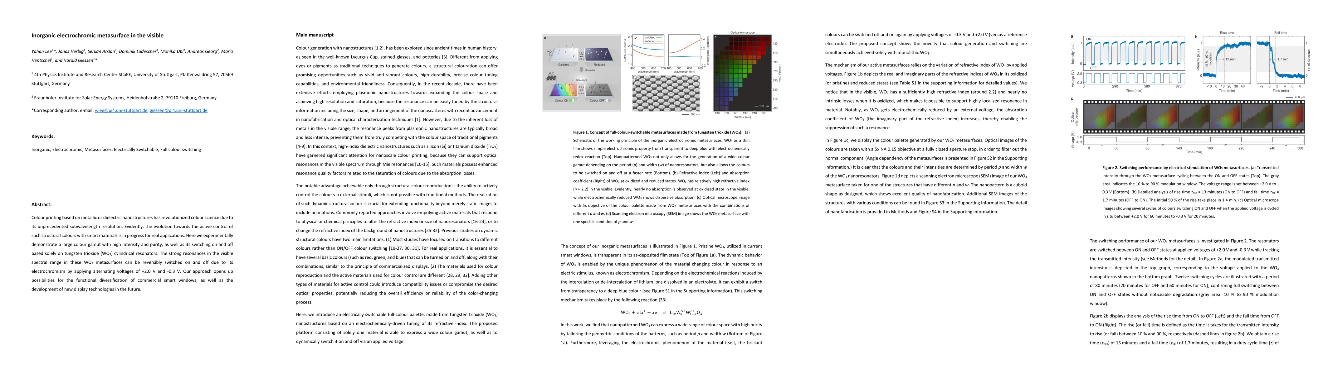 Thumbnail for Inorganic electrochromic metasurface in the visible