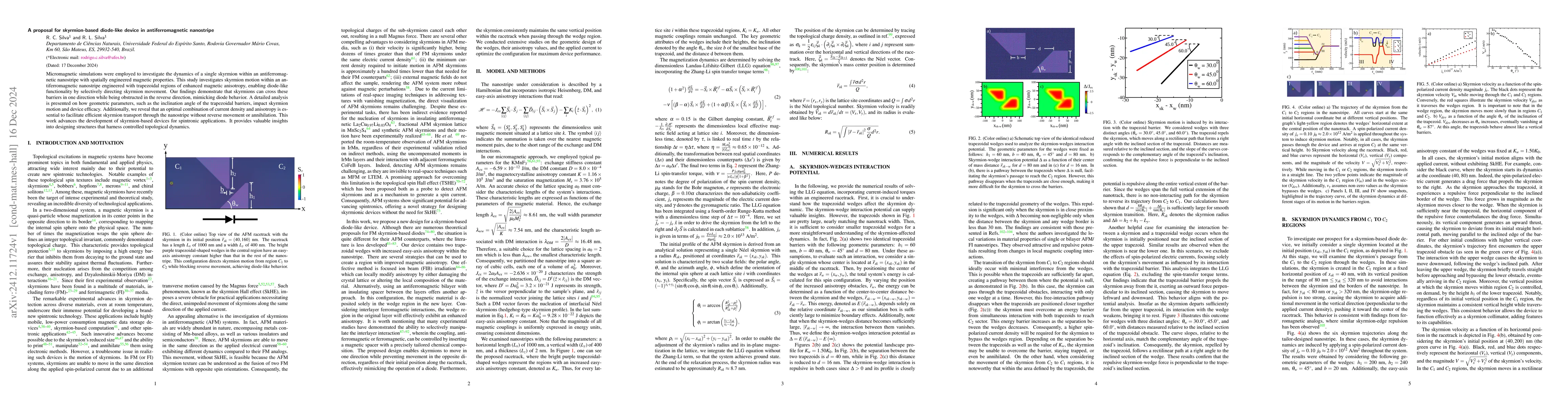 Thumbnail for A proposal for skyrmion-based diode-like device in antiferromagnetic
  nanostripe