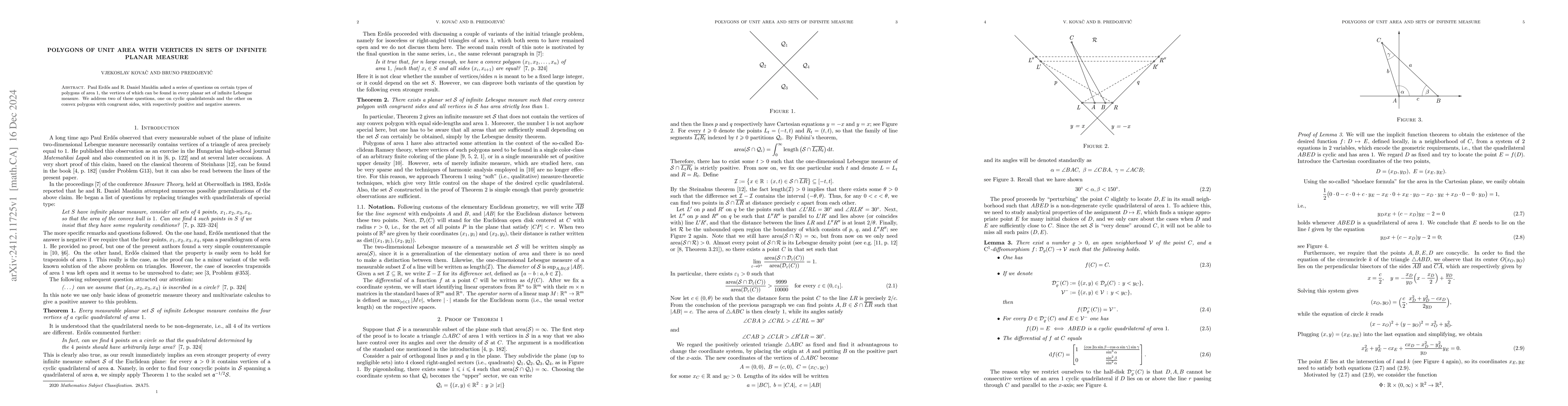 Thumbnail for Polygons of unit area with vertices in sets of infinite planar measure