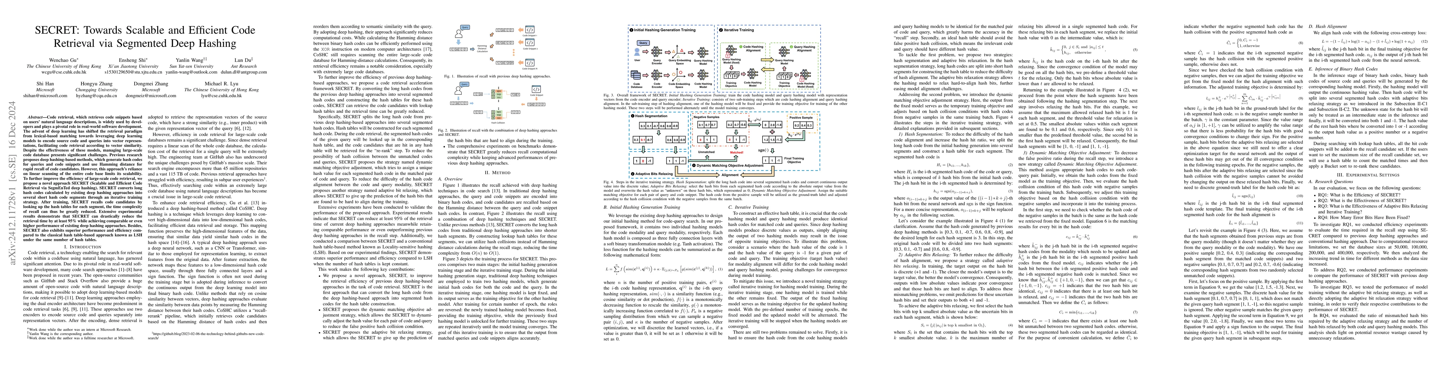 Thumbnail for SECRET: Towards Scalable and Efficient Code Retrieval via Segmented Deep
  Hashing