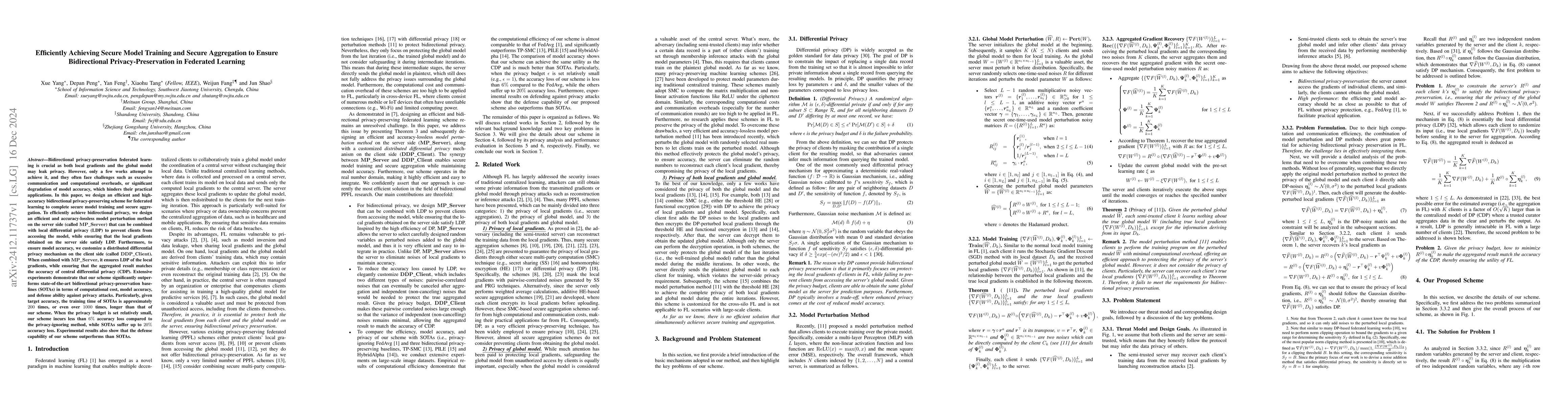 Thumbnail for Efficiently Achieving Secure Model Training and Secure Aggregation to
  Ensure Bidirectional Privacy-Preservation in Federated Learning