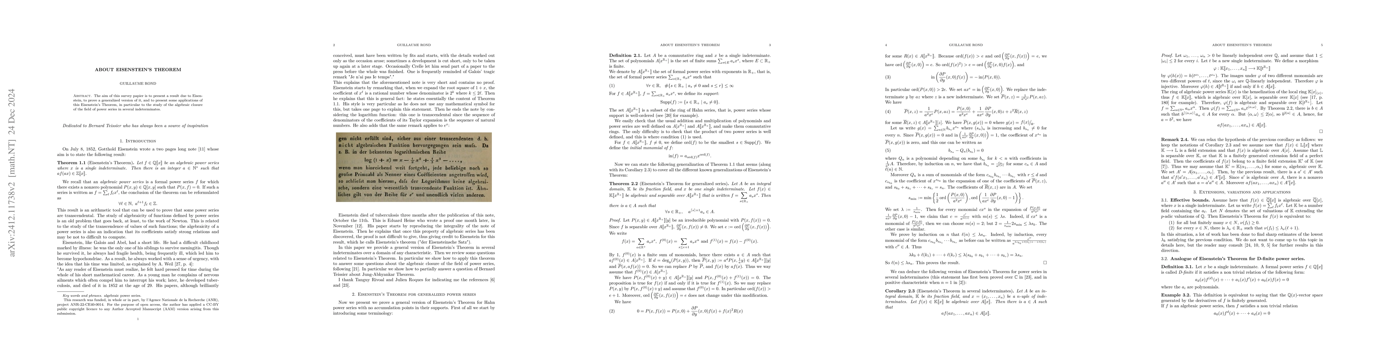 Thumbnail for About Eisenstein's Theorem