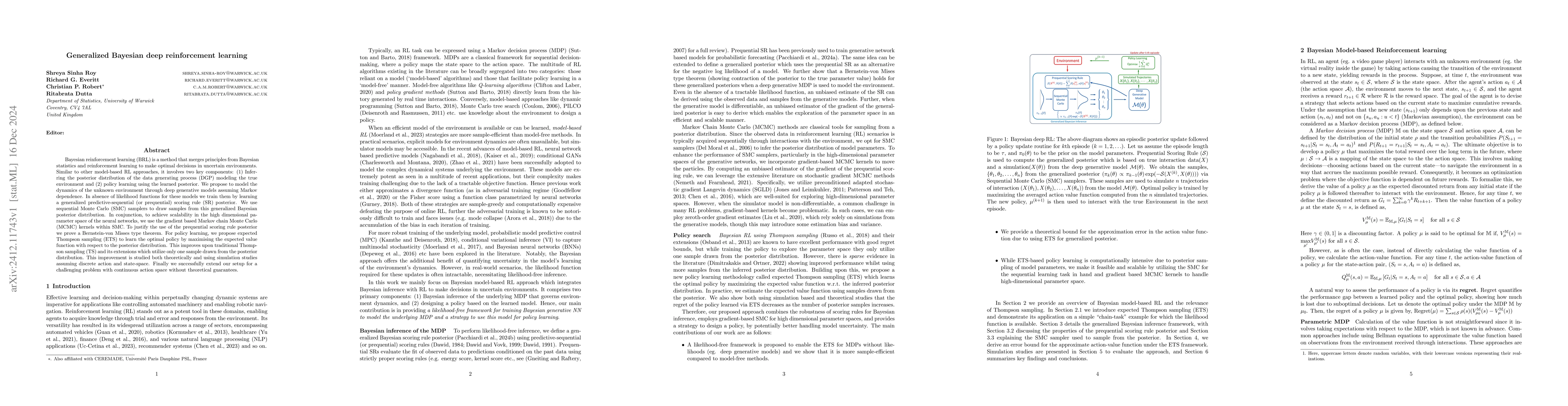 Thumbnail for Generalized Bayesian deep reinforcement learning