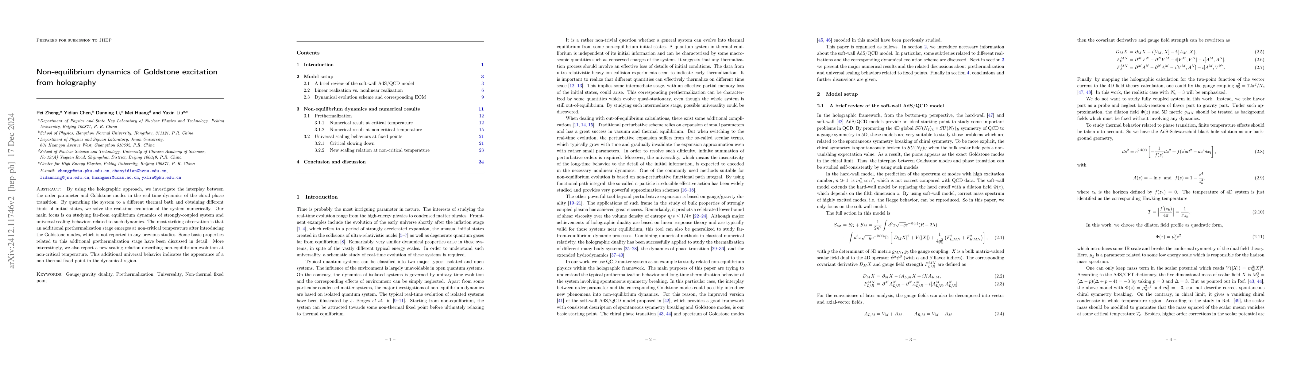 Thumbnail for Non-equilibrium dynamics of Goldstone excitation from holography