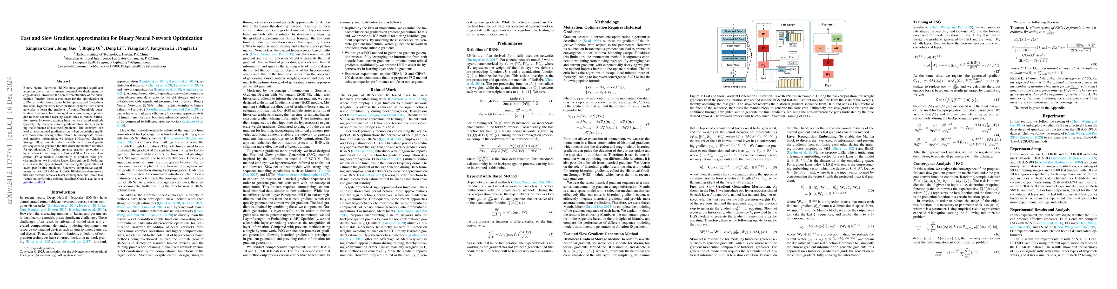 Thumbnail for Fast and Slow Gradient Approximation for Binary Neural Network
  Optimization
