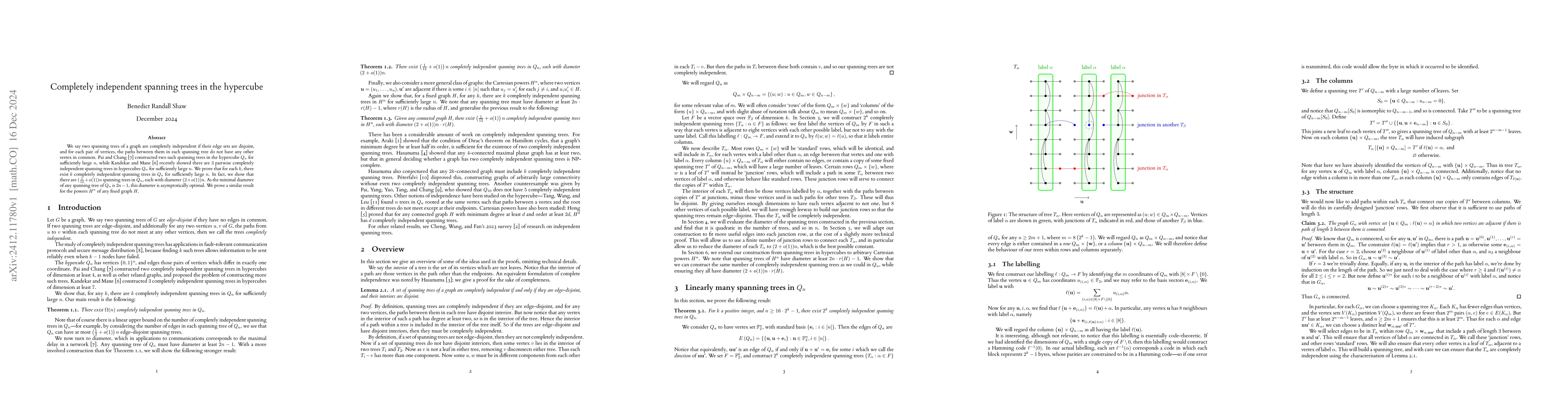 Thumbnail for Completely independent spanning trees in the hypercube