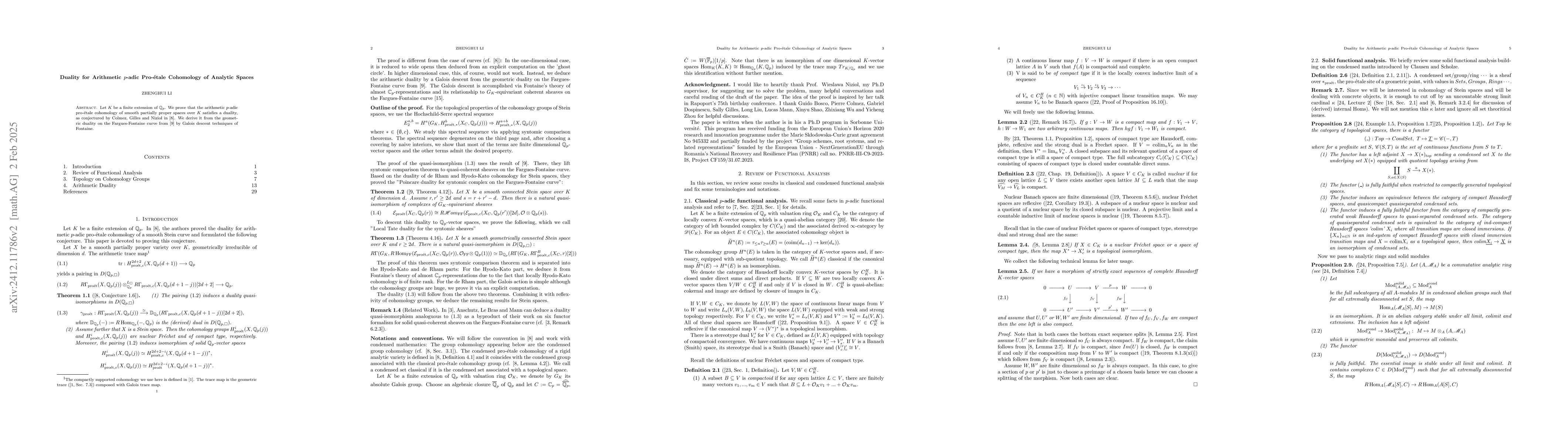 Thumbnail for Duality for Arithmetic $p$-adic Pro-ĂŠtale Cohomology of Analytic
  Spaces