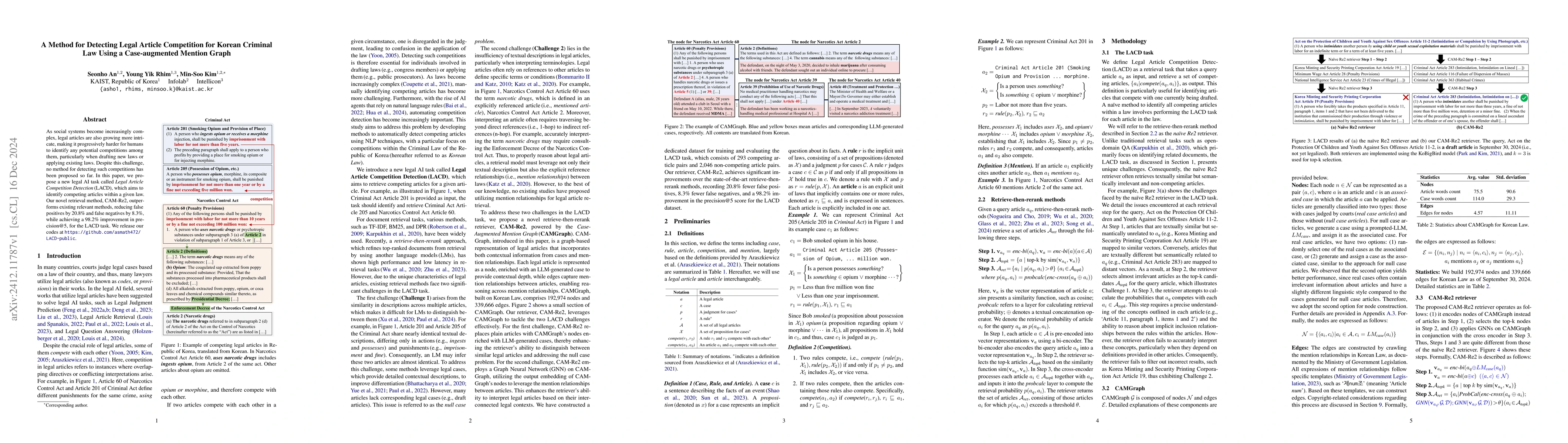 Thumbnail for A Method for Detecting Legal Article Competition for Korean Criminal Law
  Using a Case-augmented Mention Graph