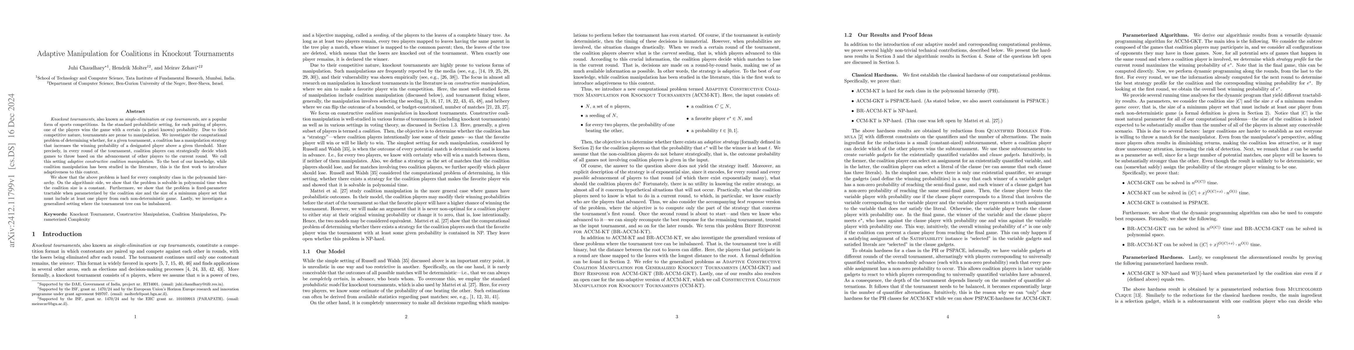 Thumbnail for Adaptive Manipulation for Coalitions in Knockout Tournaments