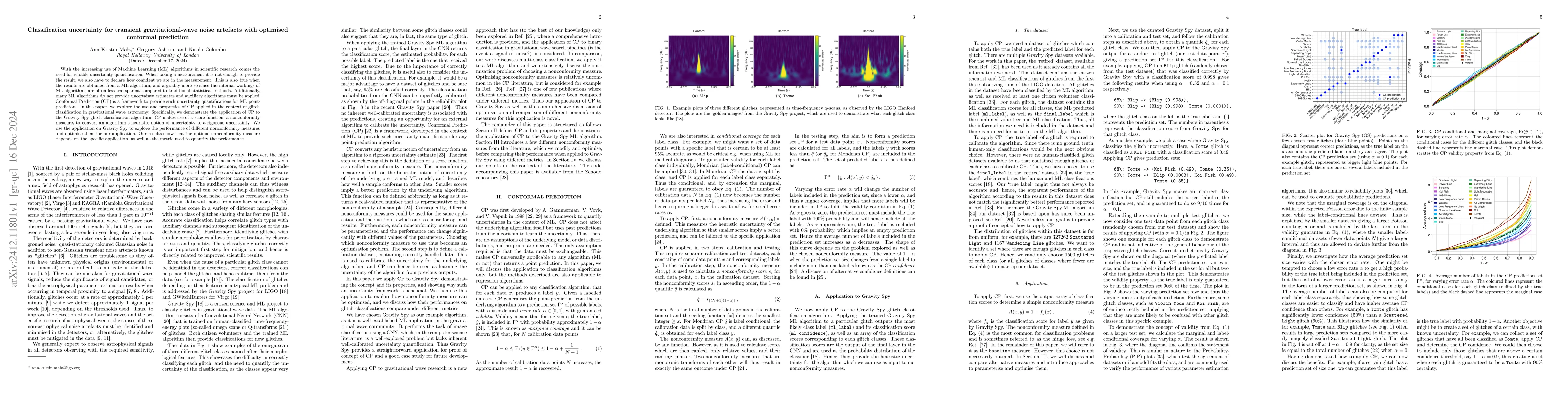 Thumbnail for Classification uncertainty for transient gravitational-wave noise
  artefacts with optimised conformal prediction