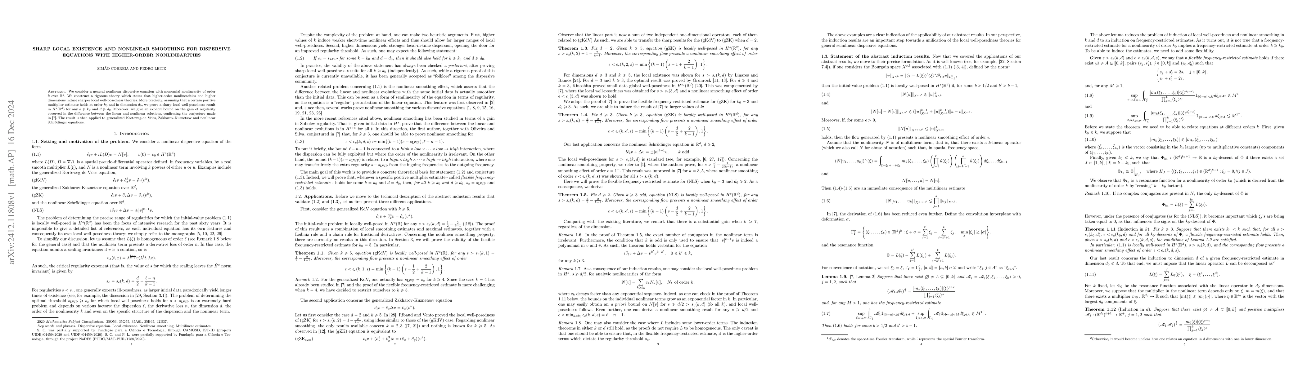 Thumbnail for Sharp local existence and nonlinear smoothing for dispersive equations
  with higher-order nonlinearities