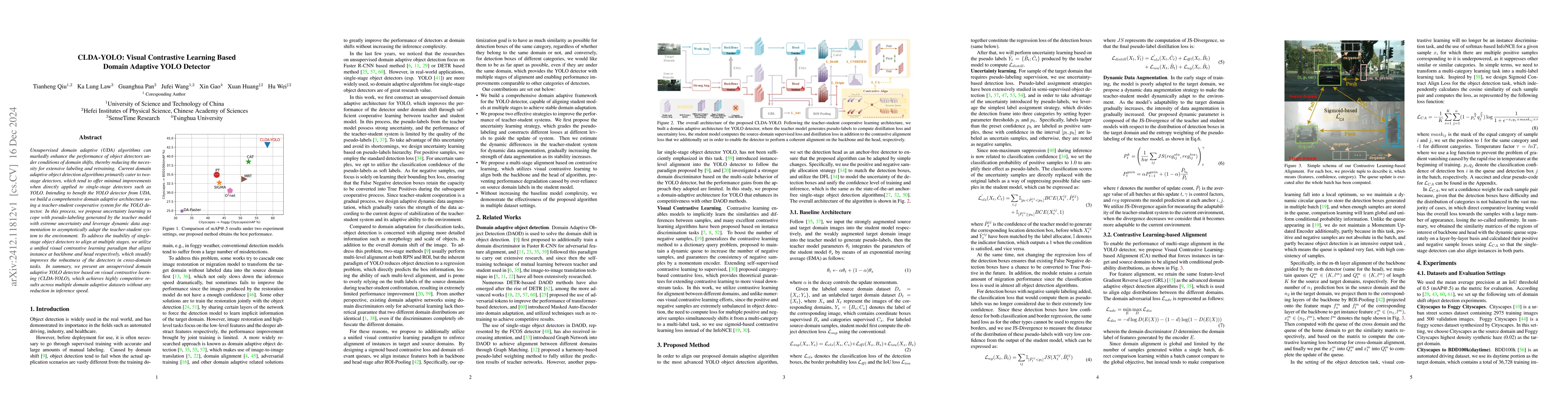 Thumbnail for CLDA-YOLO: Visual Contrastive Learning Based Domain Adaptive YOLO
  Detector