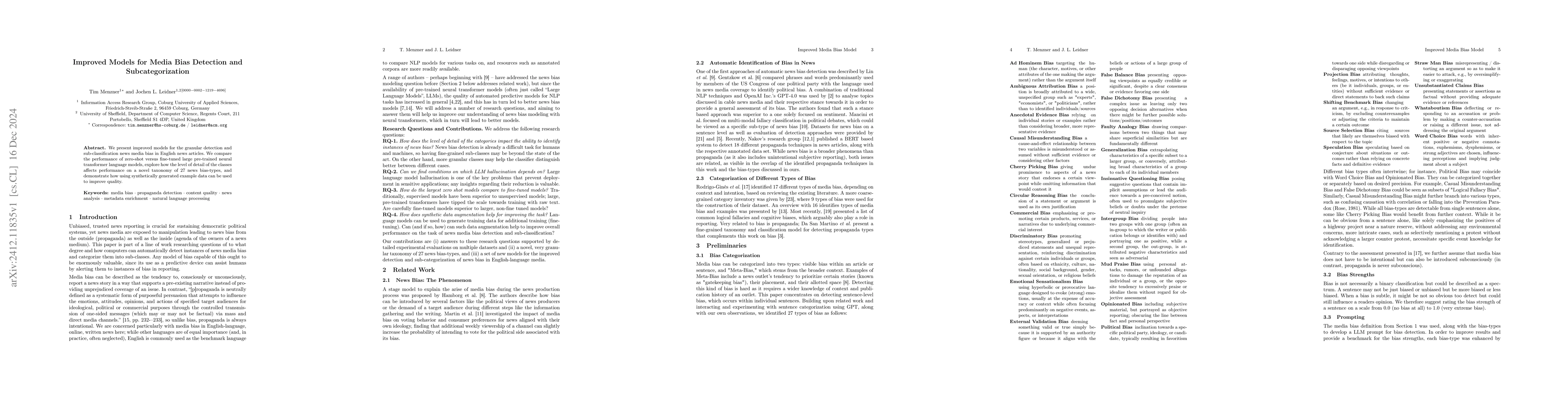 Thumbnail for Improved Models for Media Bias Detection and Subcategorization