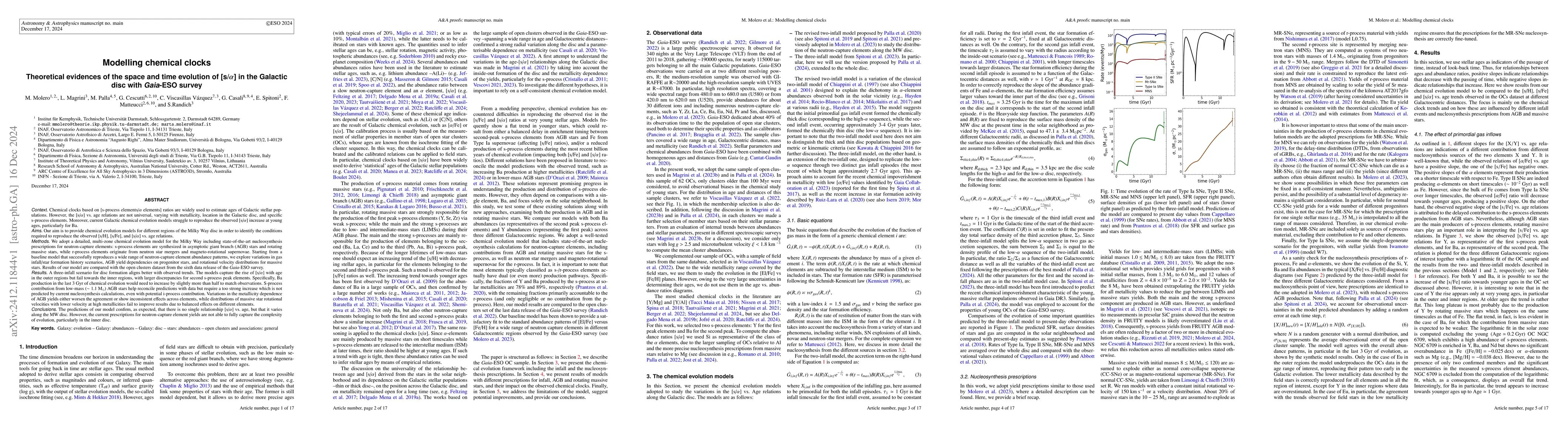 Thumbnail for Modelling chemical clocks -- Theoretical evidences of the space and time
  evolution of [s/alpha] in the Galactic disc with Gaia-ESO survey