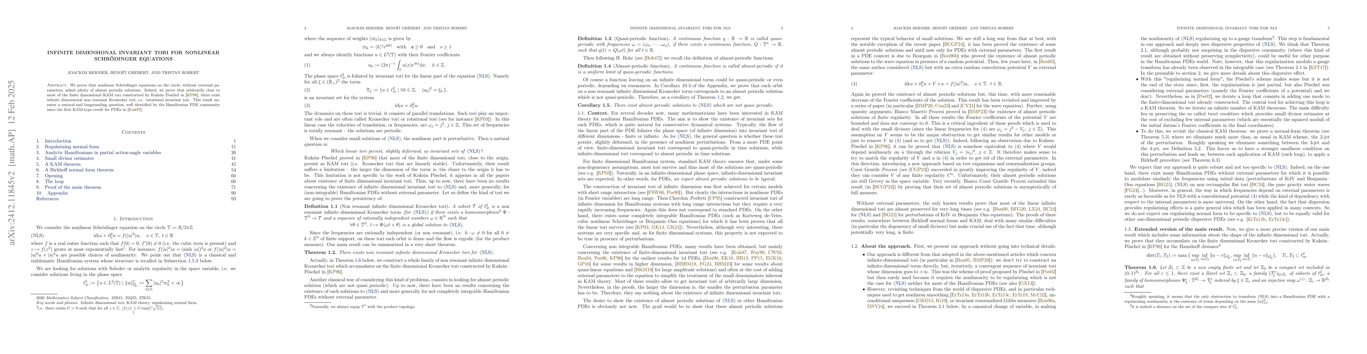 Thumbnail for Infinite dimensional invariant tori for nonlinear Schrödinger
  equations
