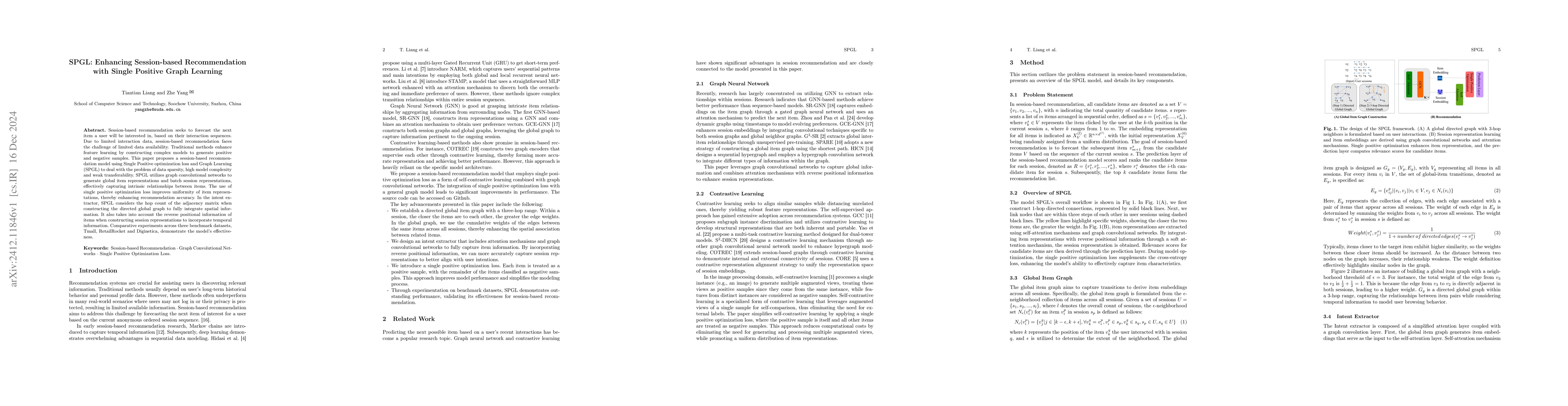 Thumbnail for SPGL: Enhancing Session-based Recommendation with Single Positive Graph
  Learning