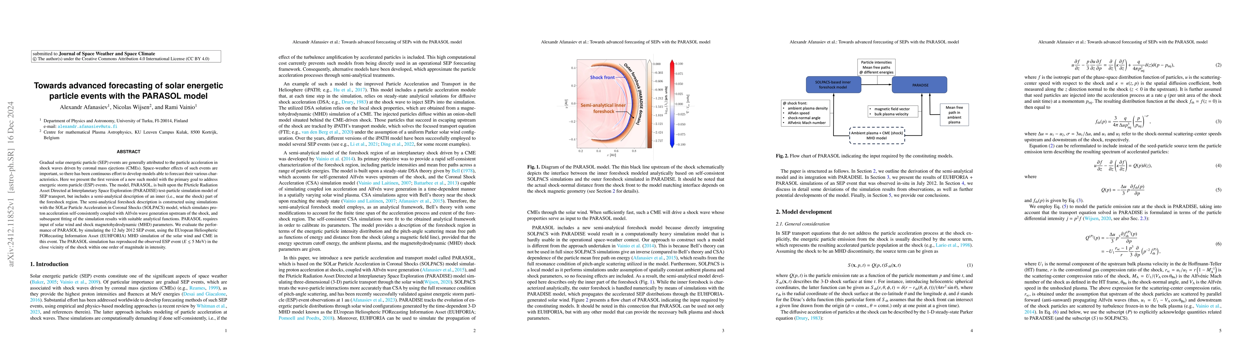Thumbnail for Towards advanced forecasting of solar energetic particle events with the
  PARASOL model