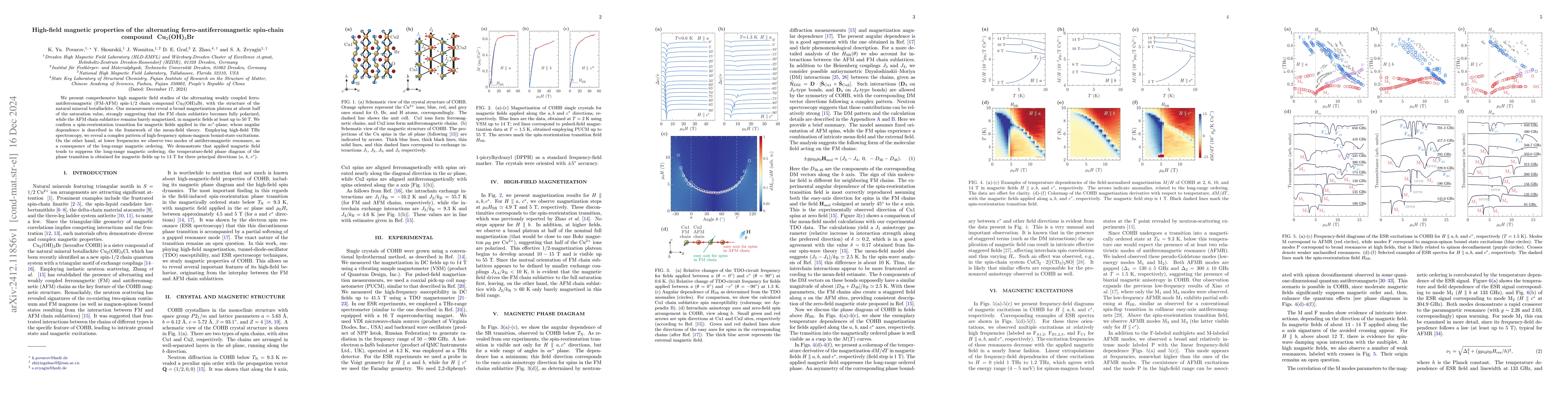 Thumbnail for High-field magnetic properties of the alternating
  ferro-antiferromagnetic spin-chain compound Cu$_2$(OH)$_3$Br