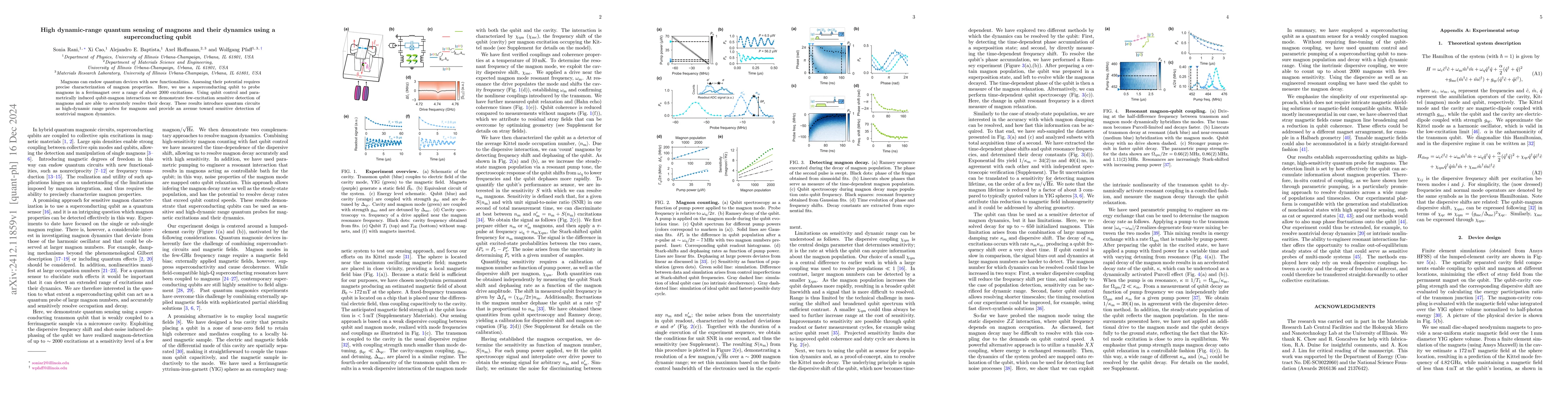 Thumbnail for High dynamic-range quantum sensing of magnons and their dynamics using a
  superconducting qubit