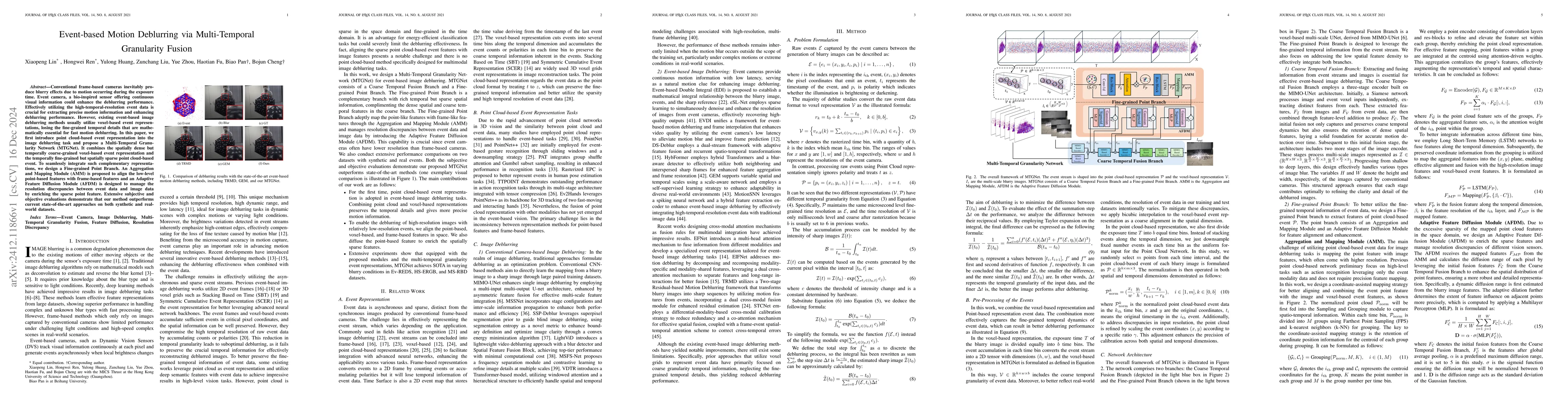 Thumbnail for Event-based Motion Deblurring via Multi-Temporal Granularity Fusion
