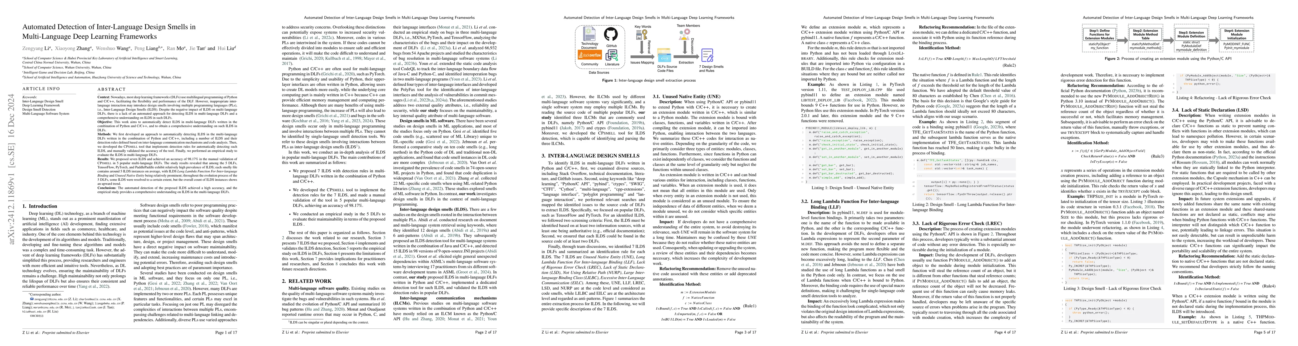 Thumbnail for Automated Detection of Inter-Language Design Smells in Multi-Language
  Deep Learning Frameworks