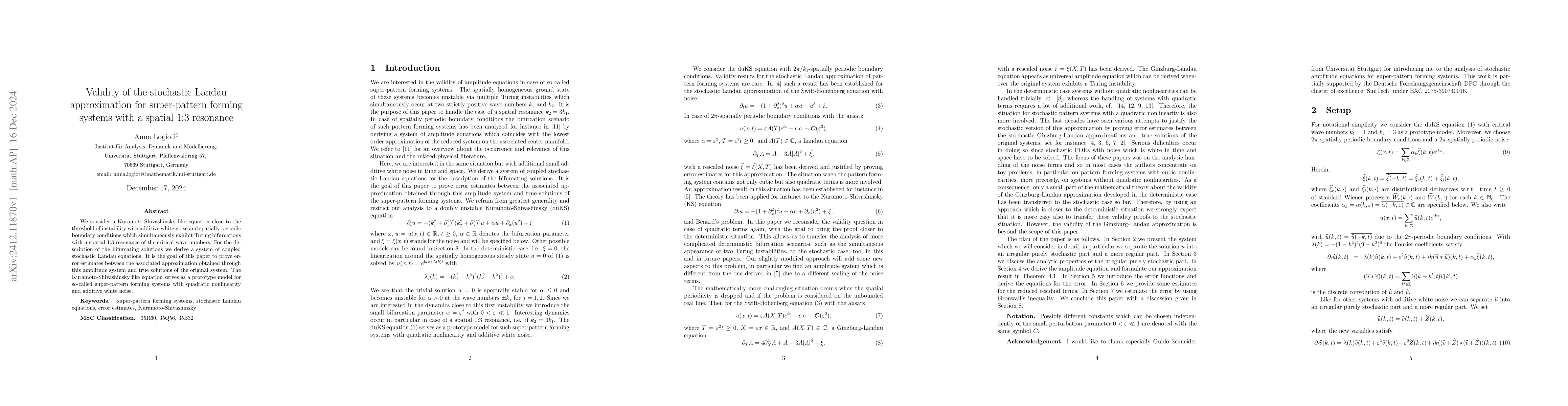Thumbnail for Validity of the stochastic Landau approximation for super-pattern
  forming systems with a spatial 1:3 resonance