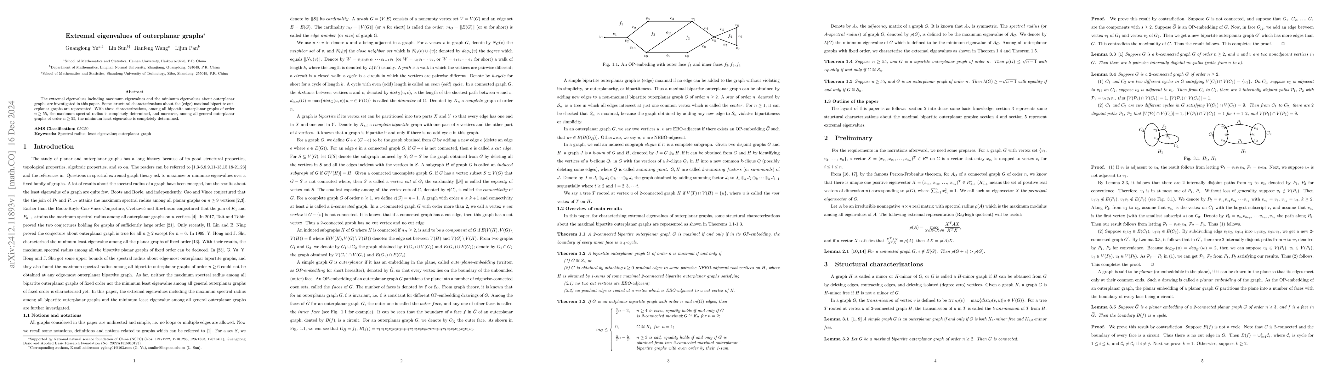 Thumbnail for Extremal eigenvalues of outerplanar graphs