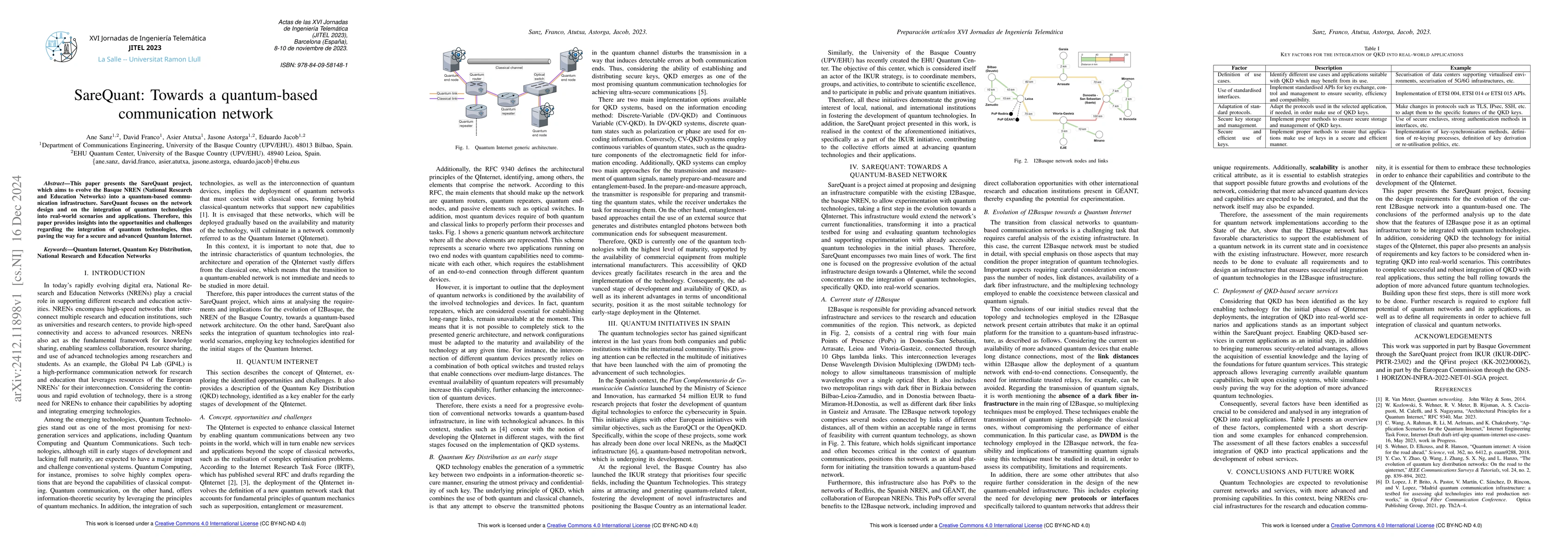 Thumbnail for SareQuant: Towards a quantum-based communication network
