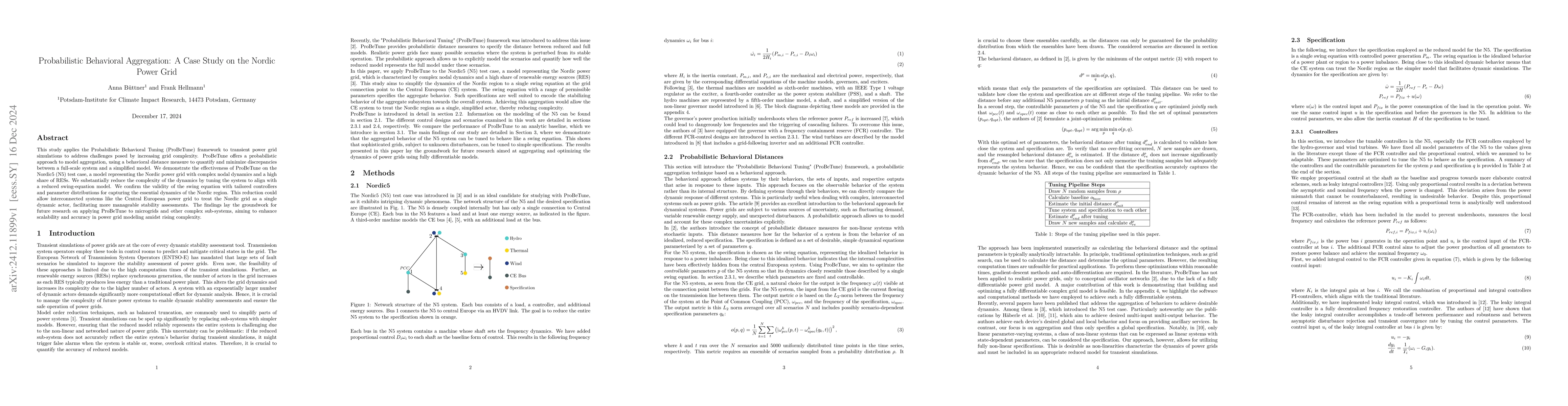 Thumbnail for Probabilistic Behavioral Aggregation: A Case Study on the Nordic Power
  Grid