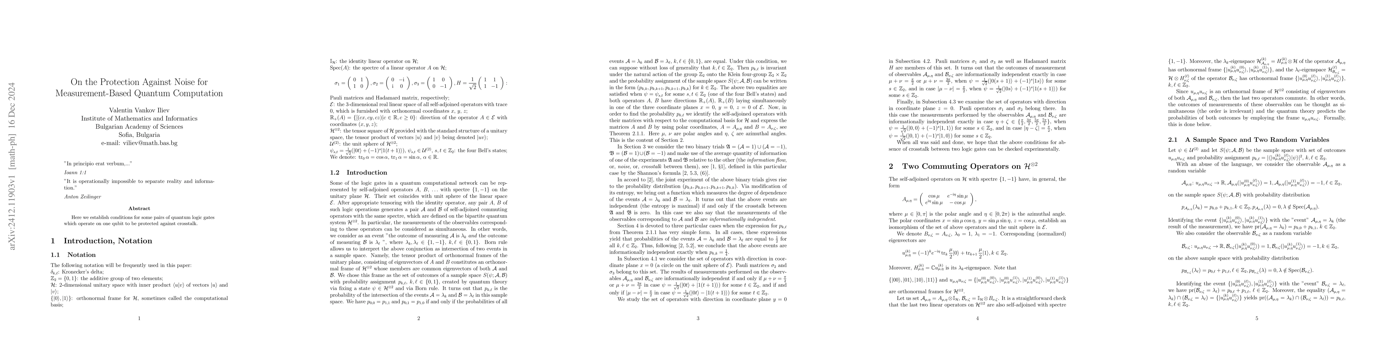 Thumbnail for On the Protection Against Noise for Measurement-Based Quantum
  Computation