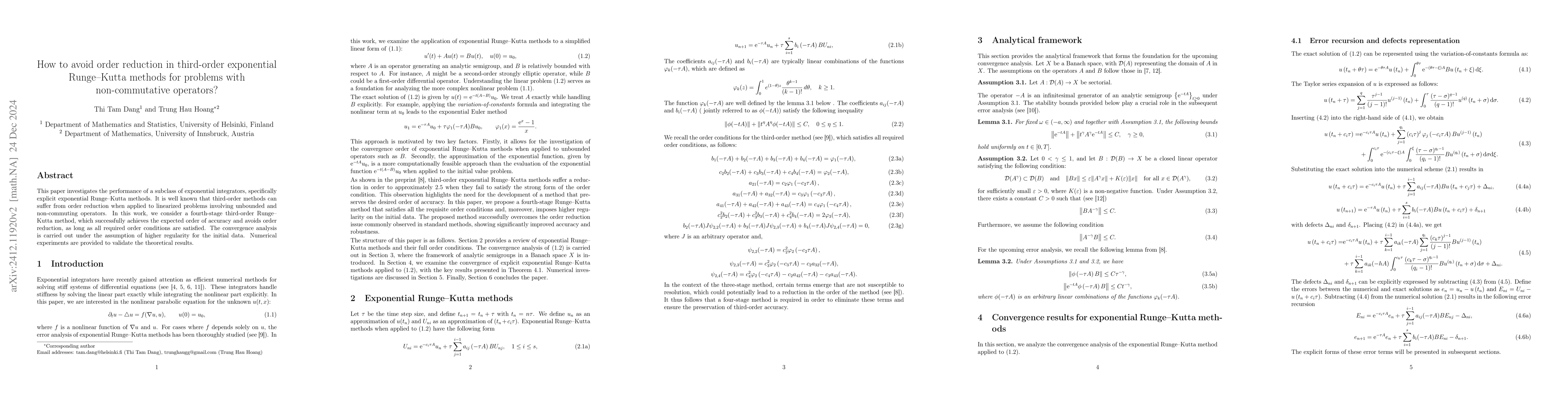 Thumbnail for How to avoid order reduction in third-order exponential Runge--Kutta
  methods for problems with non-commutative operators?