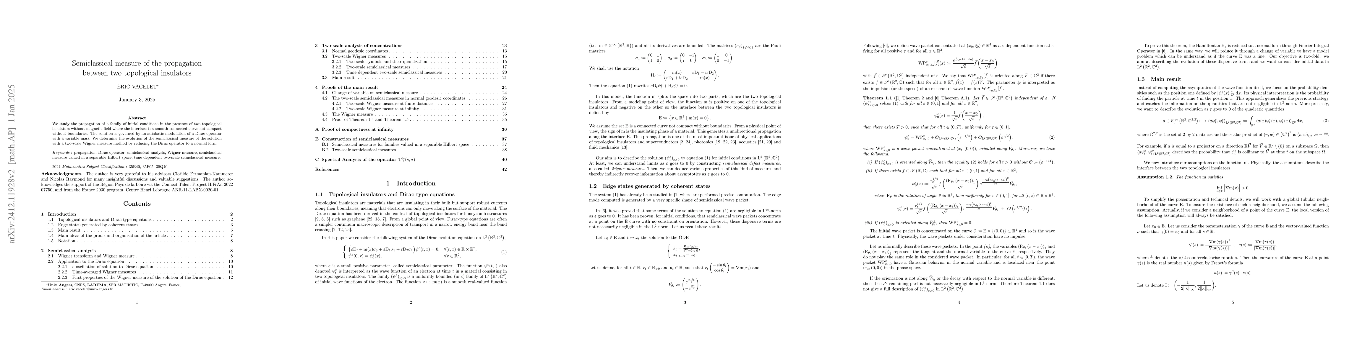 Thumbnail for Semiclassical measure of the propagation between two topological
  insulators