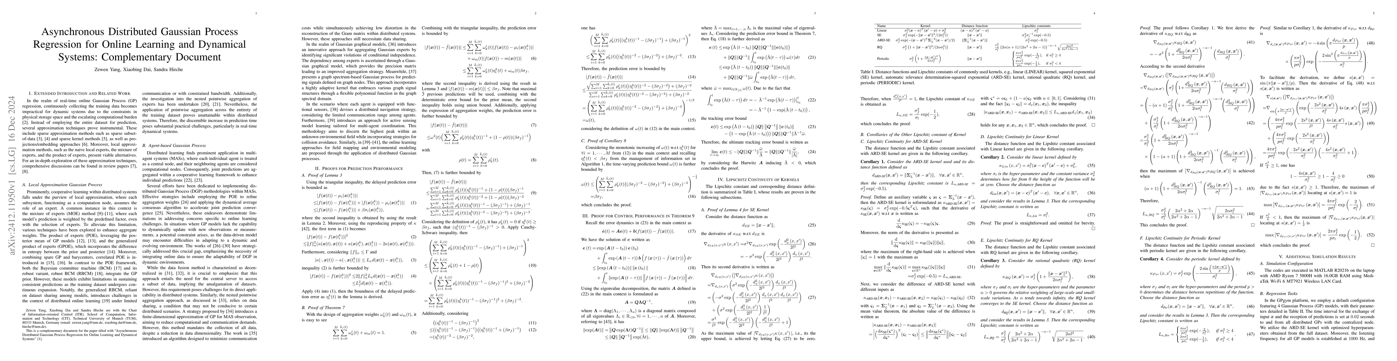 Thumbnail for Asynchronous Distributed Gaussian Process Regression for Online Learning
  and Dynamical Systems: Complementary Document