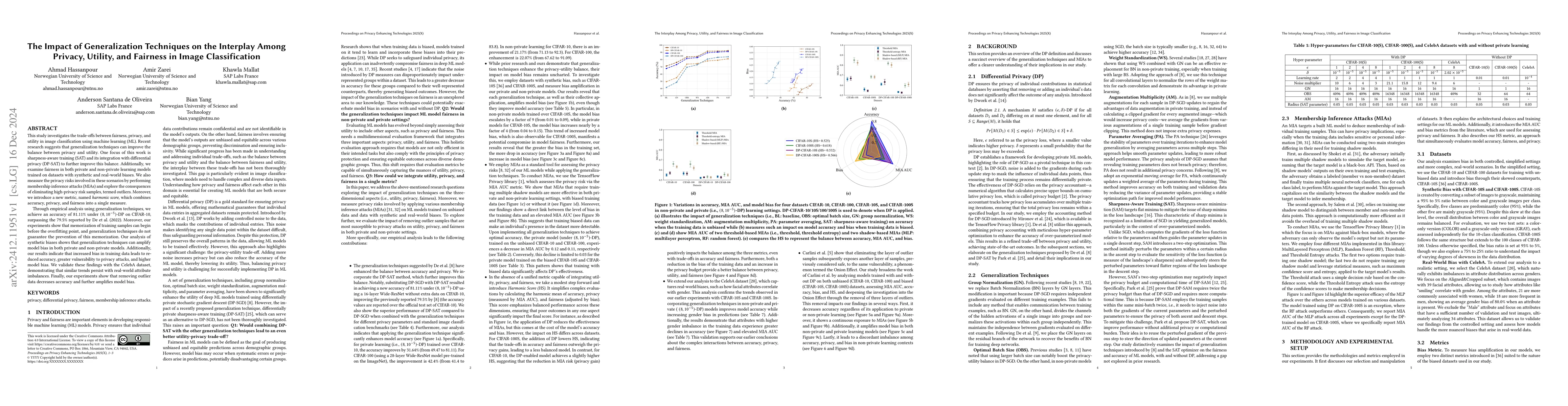 Thumbnail for The Impact of Generalization Techniques on the Interplay Among Privacy,
  Utility, and Fairness in Image Classification