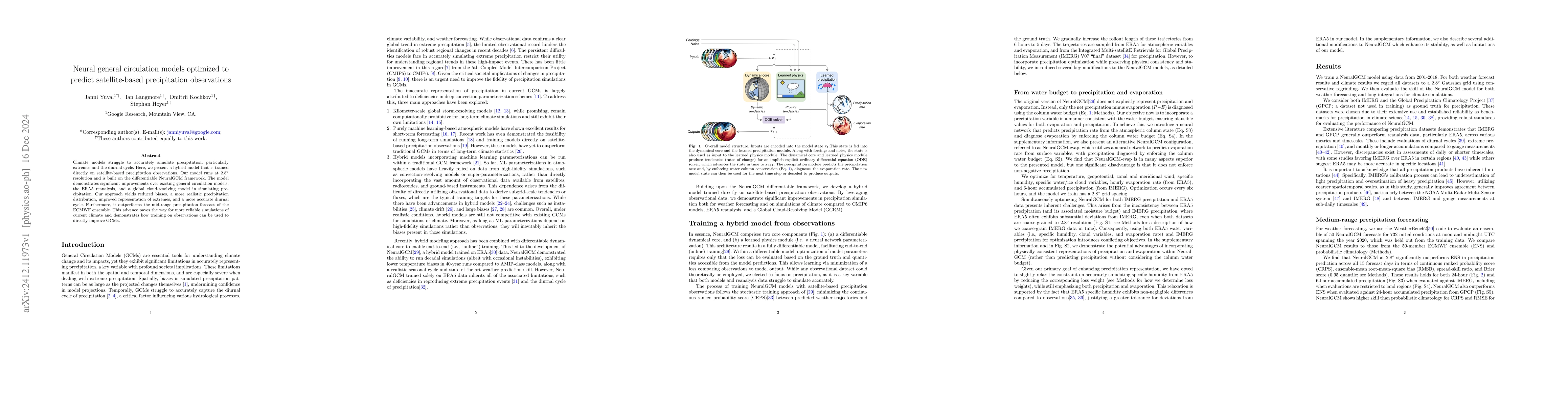 Thumbnail for Neural general circulation models optimized to predict satellite-based
  precipitation observations