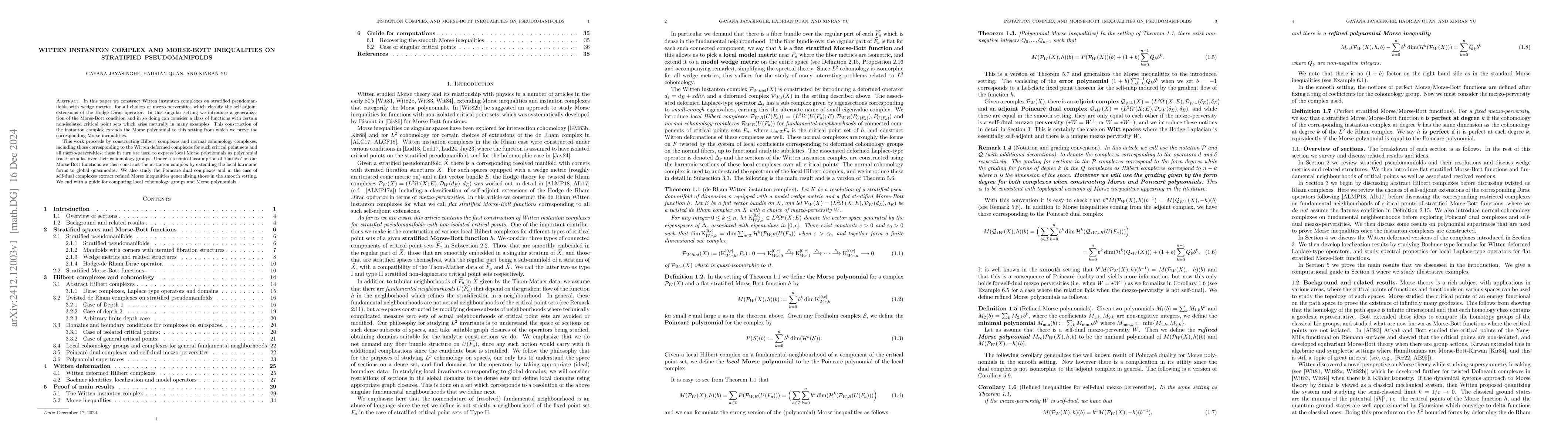 Thumbnail for Witten instanton complex and Morse-Bott inequalities on stratified
  pseudomanifolds