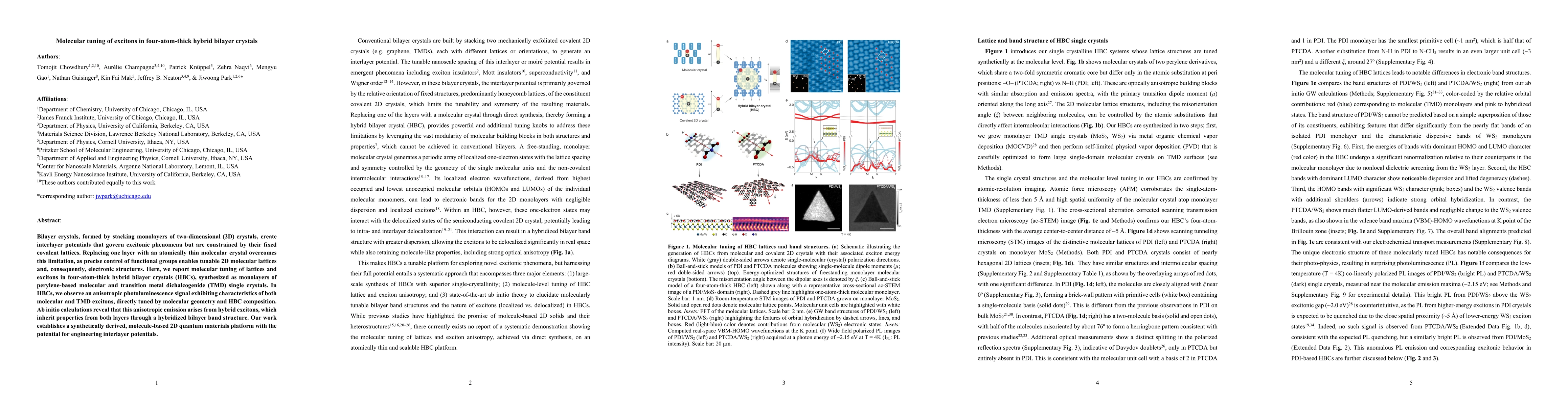 Thumbnail for Molecular tuning of excitons and polarization anisotropy in hybrid
  bilayer crystals