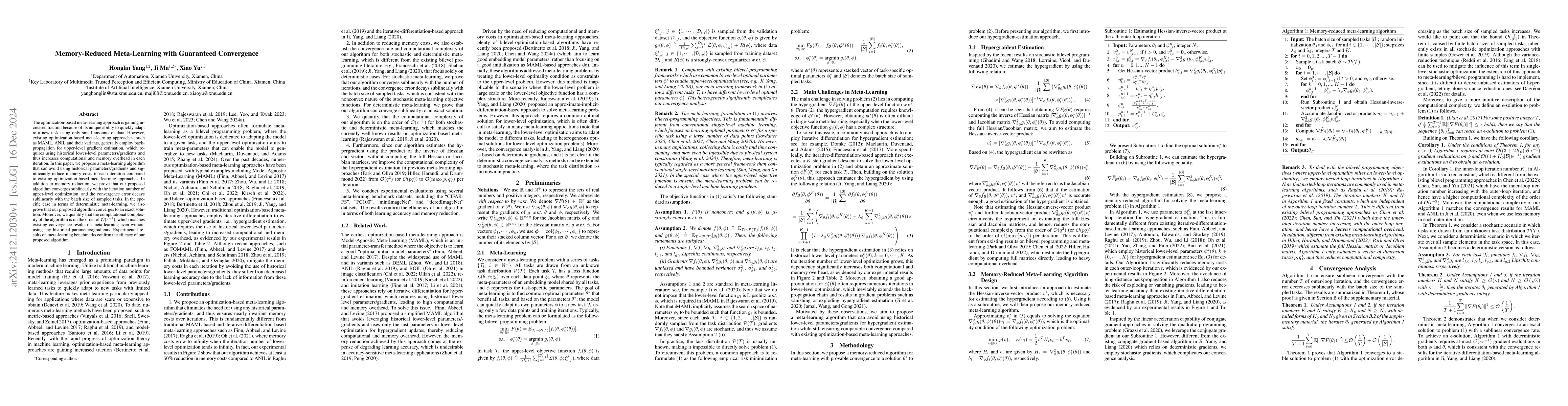 Thumbnail for Memory-Reduced Meta-Learning with Guaranteed Convergence