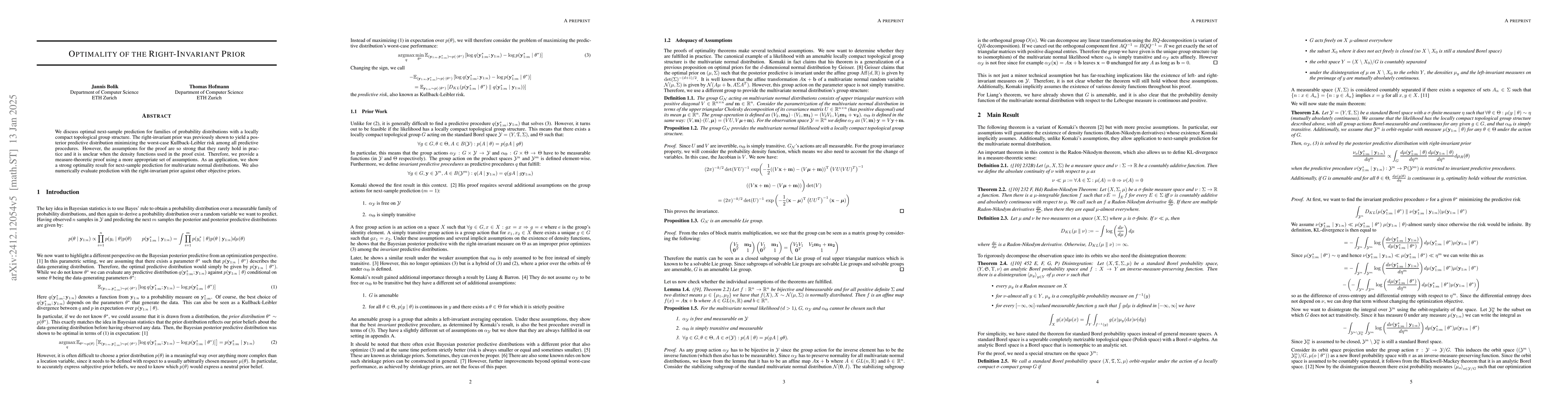 Thumbnail for Optimality of the Right-Invariant Prior