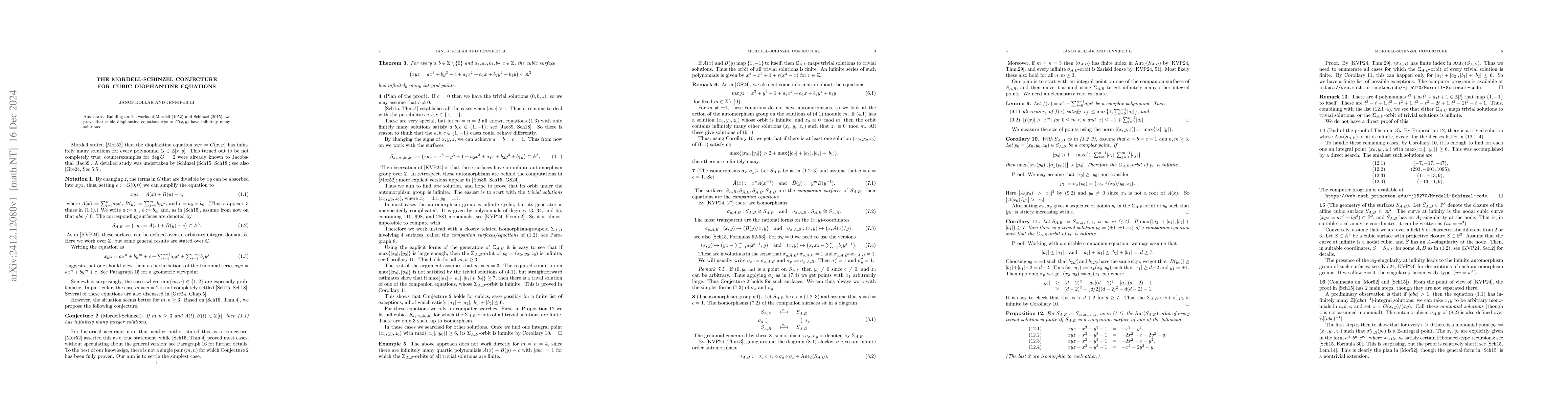 Thumbnail for The Mordell-Schinzel conjecture for cubic diophantine equations