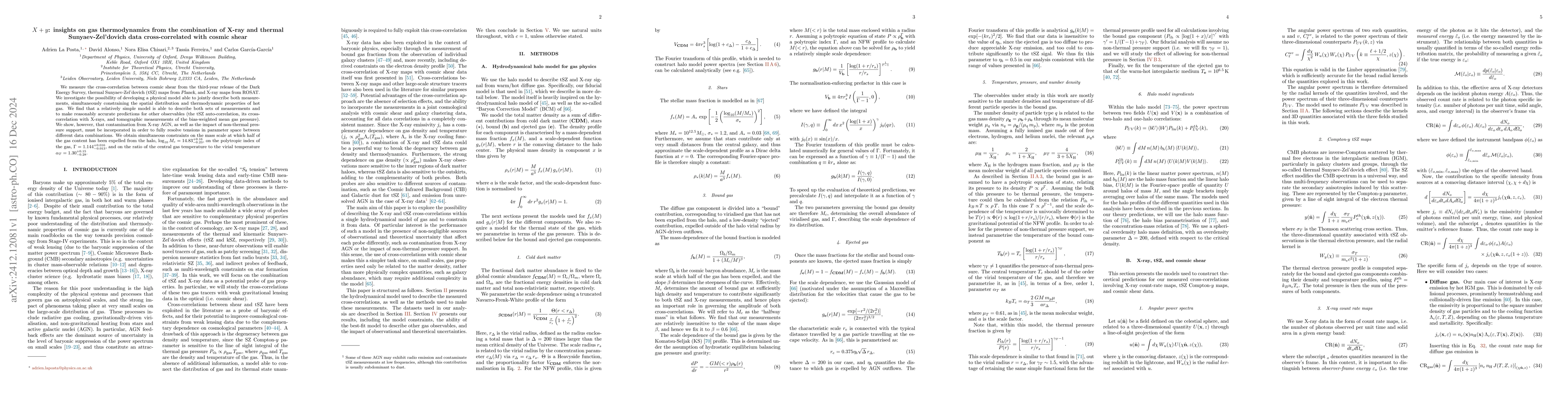 Thumbnail for $X+y$: insights on gas thermodynamics from the combination of X-ray and
  thermal Sunyaev-Zel'dovich data cross-correlated with cosmic shear