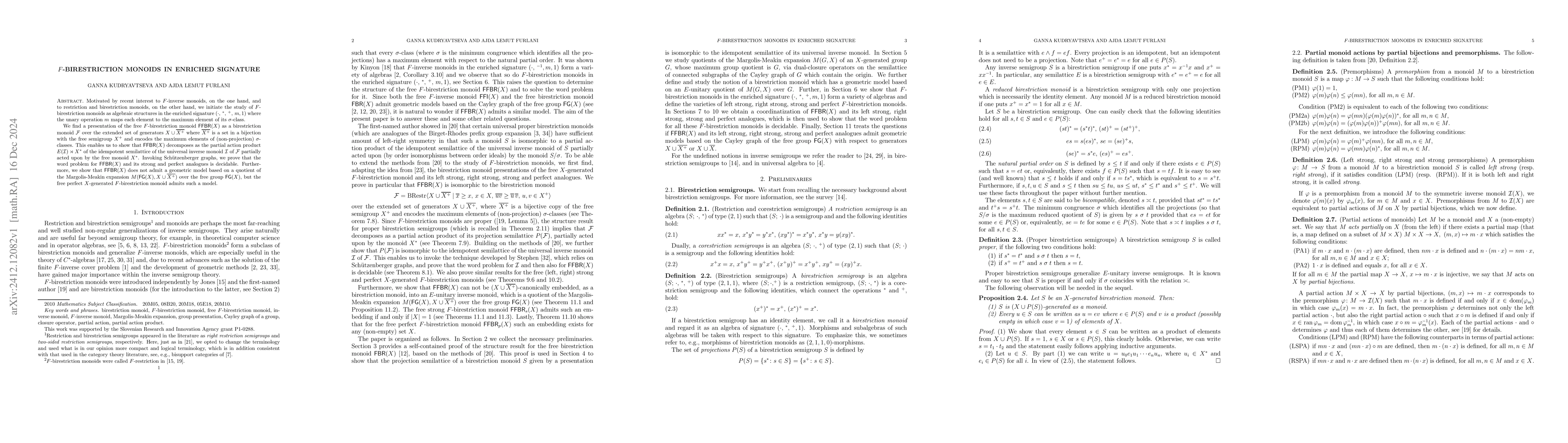 Thumbnail for $F$-birestriction monoids in enriched signature